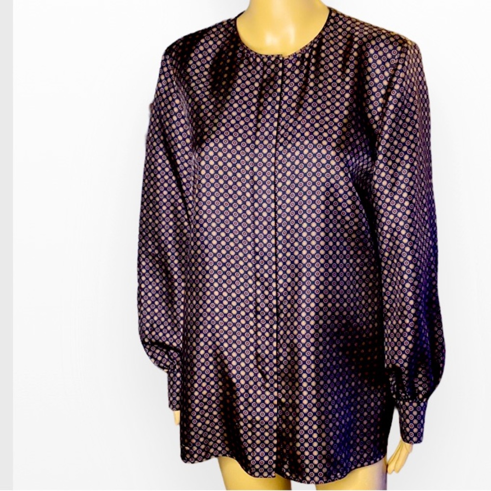 Lafayette 148 New York Tops | Lafayette 148 Neck Mao Blouse Sz M